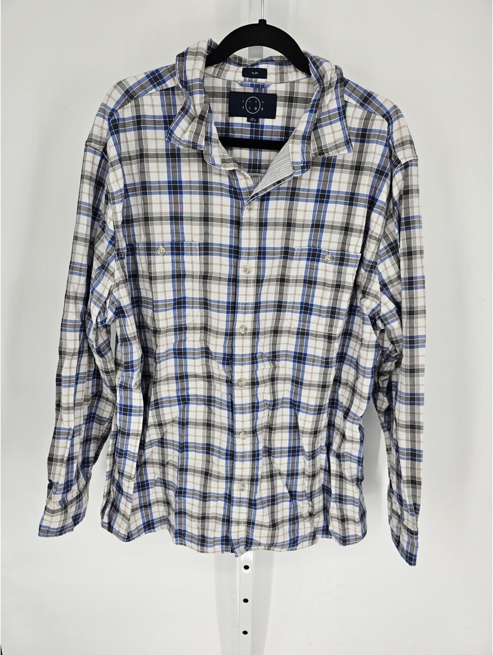 Even Tide Men's Slim Fit Plaid Long Sleeve Button Up Shirt Size XXL